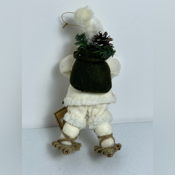 TJ Santas by Tina Mitchell 8" Santa Fuzzy White Rustic Snowshoe Ornament 905376 - Picture 5 of 8